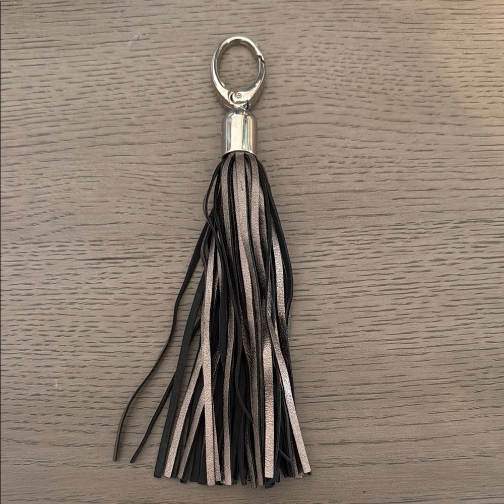 Leather tassel bag charm